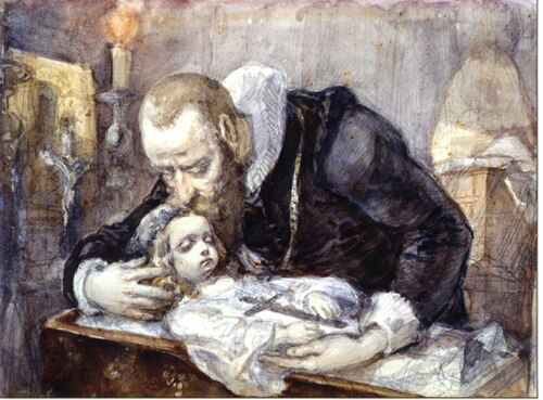 Jan Kochanowski over the dead body of his daughter, Urszulka, 1862, Jan Matejko