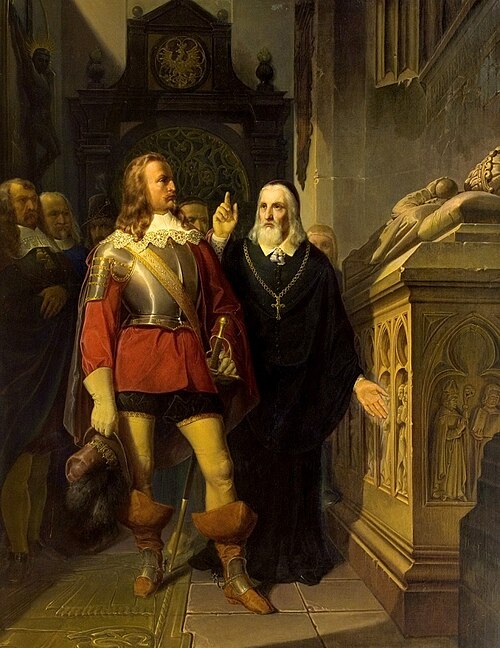 Szymon Starowolski and Charles Gustav before the grave of Władysław Łokietek., 1857, Jan Matejko