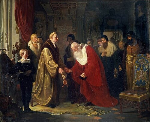 Сигизмунд I жалует шляхетство профессорам Ягеллонского университета, 1858, Jan Matejko