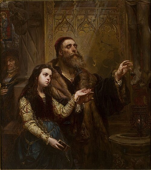 Blind Veit Stoss with granddaughter, 1865, Jan Matejko