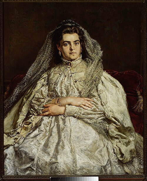 Portrait de Teodora Matejko née Giebułtowska en robe de mariée., 1879, Jan Matejko