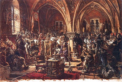 W Łęczycy pierwszy sejm. Spisanie praw. R.P. 1182, 1888, Jan Matejko