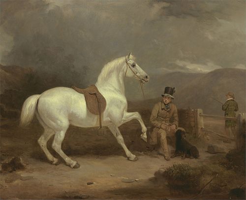 Grey Shooting Pony, Probably the Property of Johnston King, with a Groom, 1835, Thomas Woodward