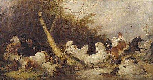 Horses Surprised by Wolves, 1842, Thomas Woodward