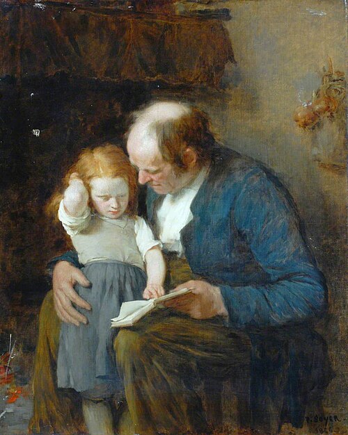 Old Man and a Young Girl Learning to Read, 1866, Paul-Constant Soyer