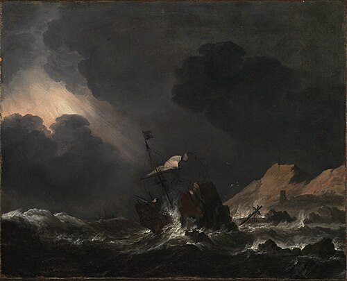 Shipwreck off a rocky coast, 1659, Jan Theunisz. Blanckerhoff