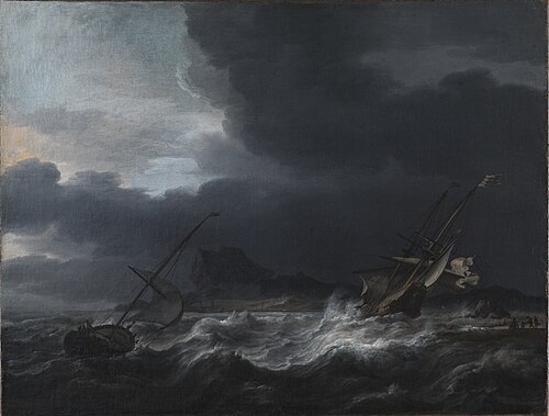 Gale off Rocky Coast, 1656, Jan Theunisz. Blanckerhoff
