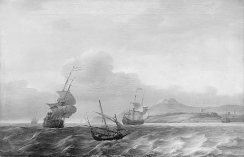 Fresh Breeze against a high Coast, 1678, Jan Theunisz. Blanckerhoff