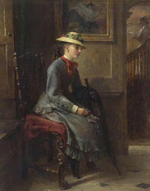 Interior with a Girl Waiting, , Edward Hughes