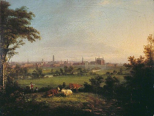 Leeds from the Meadows, 1825, Joseph Rhodes