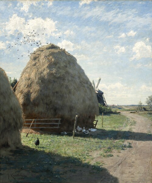Haystacks. Summer Scene from Skagen, 1884, Johan Krouthén