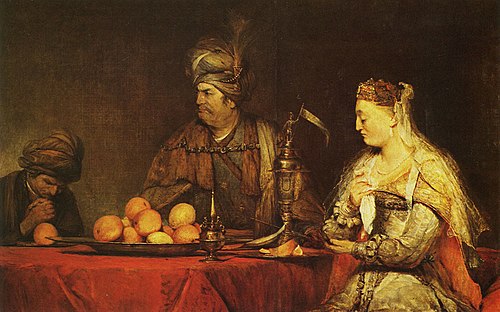 Assuerus et Aman au repas d'Esther, 1681, Arent de Gelder