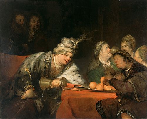 The Banquet of Ahasuerus, 1680, Arent de Gelder