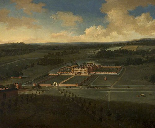 Dunham Massey: Bird's-eye View from the South, 1697, 1697, Adriaen van Diest