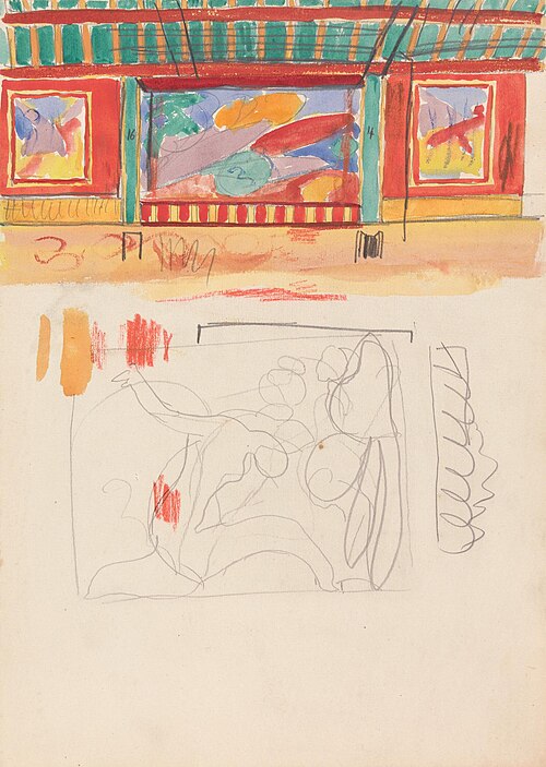 Cave of the Golden Calf: Study of Cabaret Stage and Painted Murals, 1912, Spencer Frederick Gore