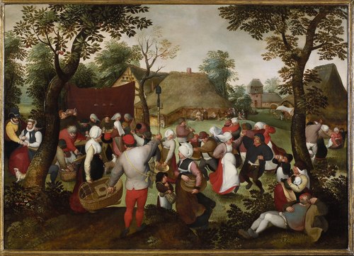 Boerenbruiloft op een erf, 1574, Martin van Cleve