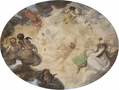 Flora with Cupids sporting among Clouds (after Polidoro da Caravaggio), 1638, Francis Cleyn