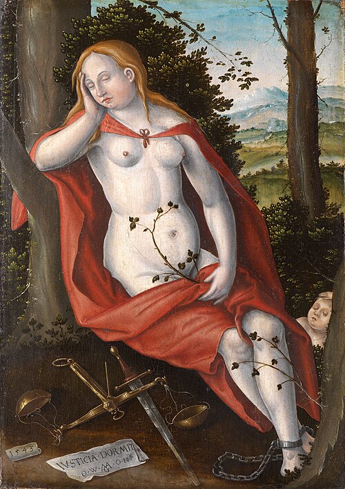 Die Allegorie der gefesselt schlafenden Gerechtigkeit, 1543, Matthias Gerung