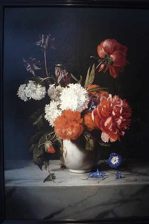 Flowers in a White Stone Vase, 1671, Dirck Bray