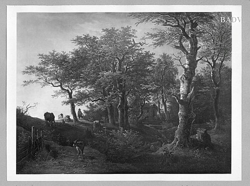 cattle near a forest with oak-thees, 1807, Max Josef Wagenbauer