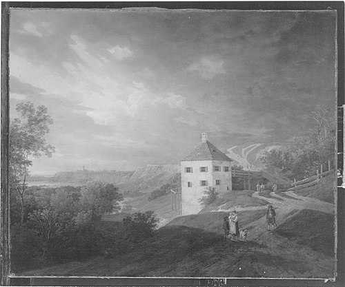 Das alte Brunnhaus am Gasteig bei München, 1806, Max Josef Wagenbauer