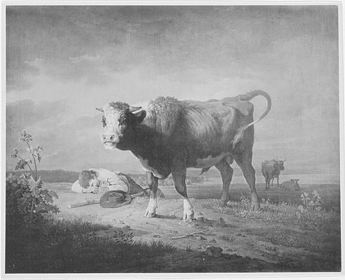 Junger Stier mit schlafendem Hirten, 1809, Max Josef Wagenbauer