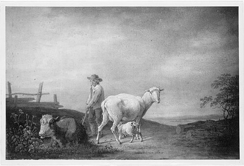 Mutterschaf mit Hirt, , Max Josef Wagenbauer