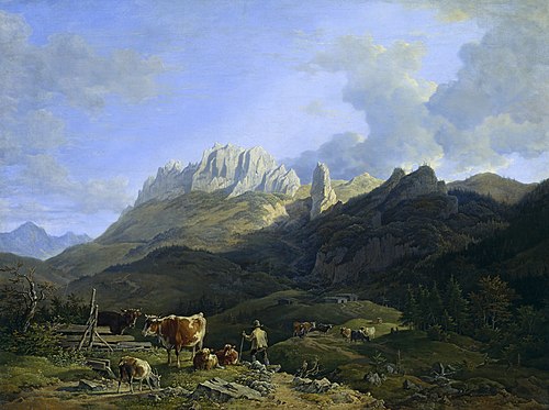 Almlandschaft mit Kampenwand, 1827, Max Josef Wagenbauer