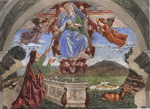Assumption of Mary with St. Thomas receiving the Gift of the Girdle, 1468, Domenico Ghirlandaio