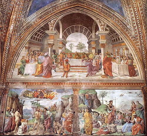 Frescos of the life of John the Baptist by Domenico Ghirlandaio in the Tornabuoni Chapel, Florence, , Domenico Ghirlandaio
