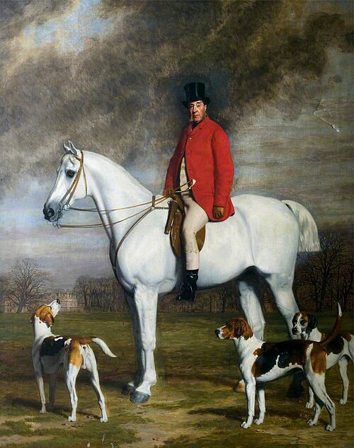 Lord Kesteven on a Horse, with Hounds, 1871, Stephen Pearce