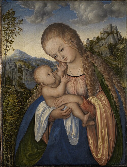 Vierge à l'Enfant dans un paysage luxuriant, 1518, Lucas Cranach l'Ancien