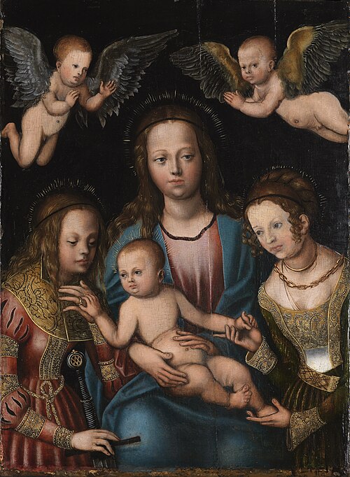 Virgin with child and St Catherine and St Barbara, 1512, Lucas Cranach l'Ancien