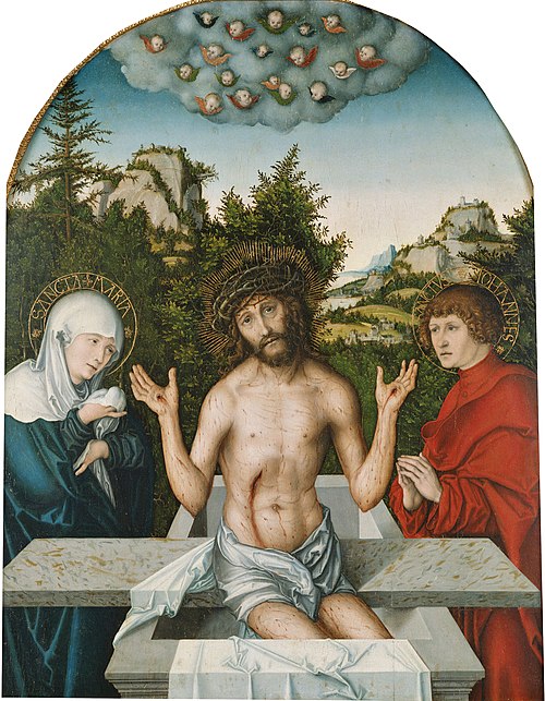 Pfirtscher Altarpiece: Christ as the Man of Sorrows, 1524, Lucas Cranach l'Ancien