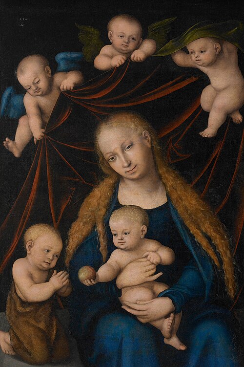 Virgin, Child, St. John the Baptist and Angels, 1534, Lucas Cranach l'Ancien