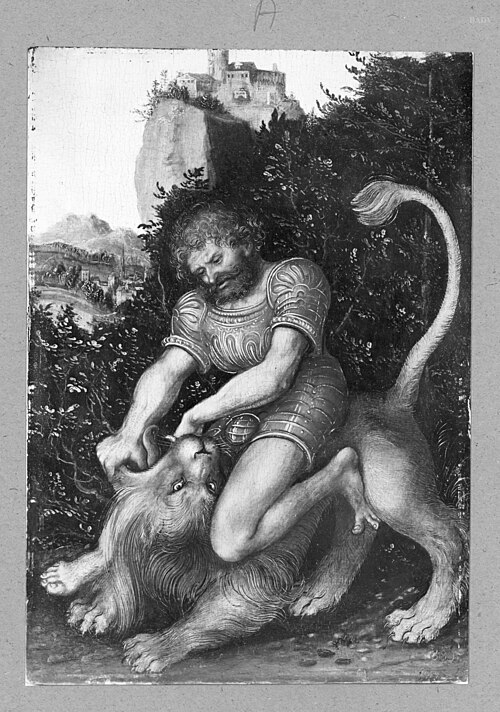 Samson terrassant le lion, 1520, Lucas Cranach l'Ancien