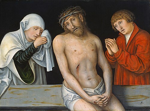 Le Christ de douleurs entre la Vierge et saint Jean-Baptiste, 1540, Lucas Cranach l'Ancien