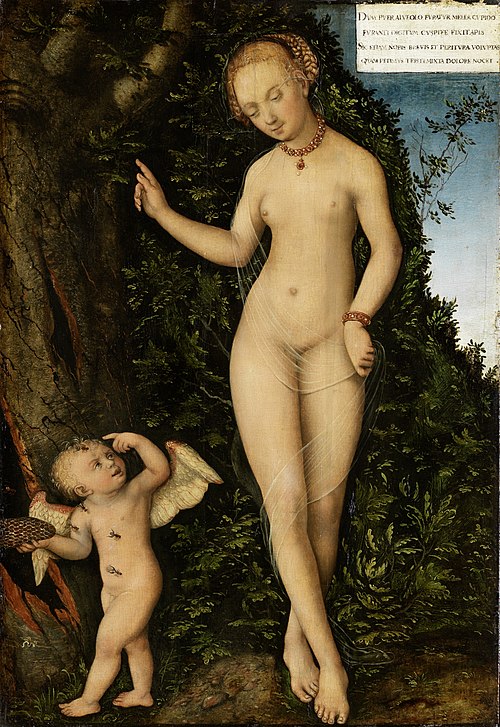 Vénus avec Cupidon le voleur de miel, 1537, Lucas Cranach l'Ancien