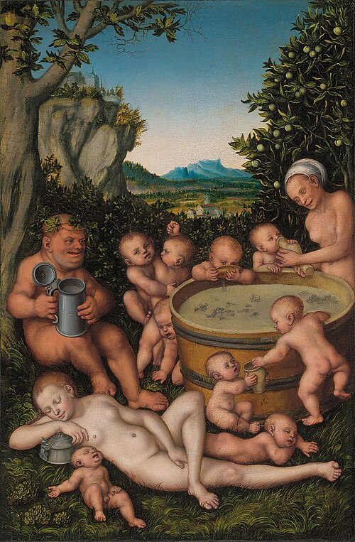 Bacchus at the wine vat, 1530, Lucas Cranach the Elder