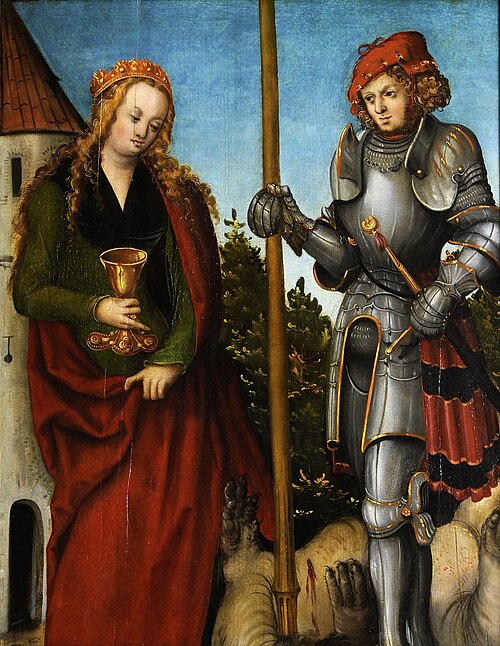 Saints George and Barbara, 1515, Lucas Cranach the Elder