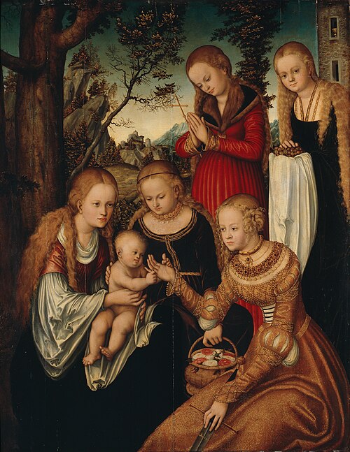 Virgin and Child with female saints, 1516, Lucas Cranach l'Ancien