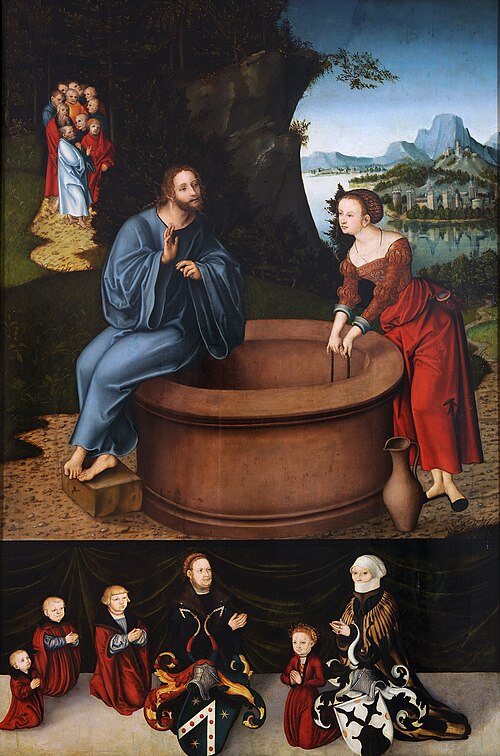 Christ and the Samaritan woman at the well, 1531, Lucas Cranach l'Ancien