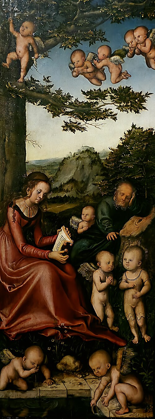 The Holy Family surrounded by Angels [the left wing of a Lady Altar], 1512, Lucas Cranach l'Ancien