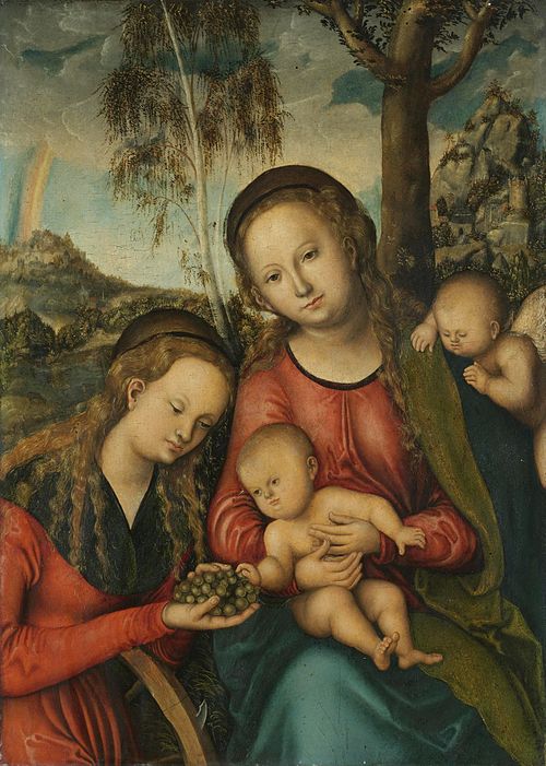 The Virgin and Child with St Catherine with grapes, 1520, Lucas Cranach l'Ancien