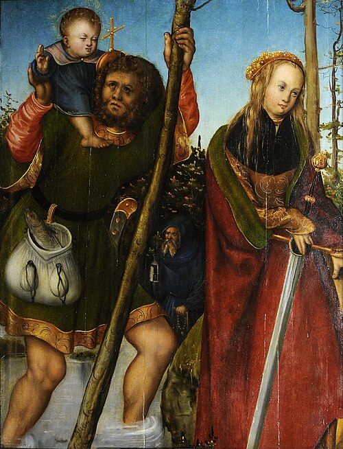 Saint Christopher and Saint Catherine, 1515, Lucas Cranach l'Ancien