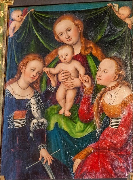 Virgin and Child with Sts Catherine and Barbara, 1522, Lucas Cranach l'Ancien