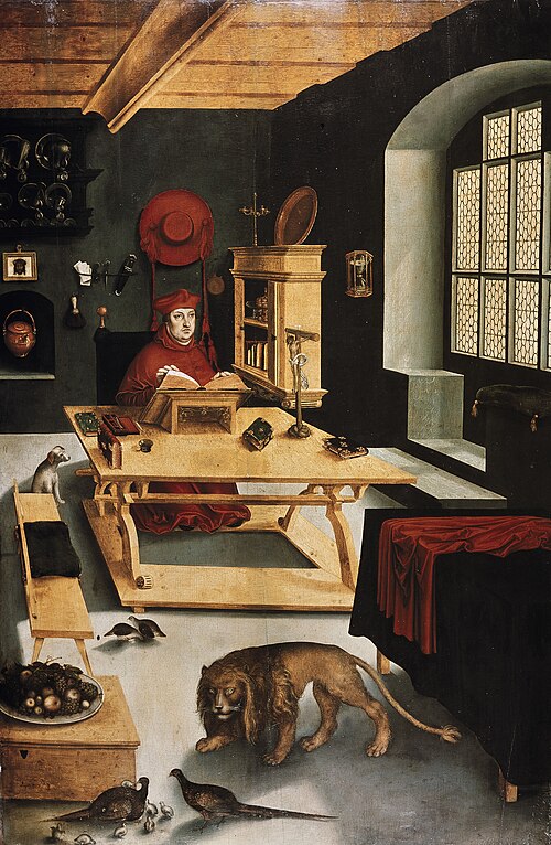 Cardinal Albrecht von Brandenburg, arch-bishop of Mainz as St Jerome in his Study, 1525, Lucas Cranach l'Ancien