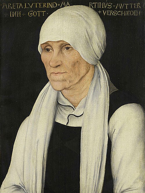 Portrait of Margaretha Luther, Luther's mother, 1527, Lucas Cranach l'Ancien