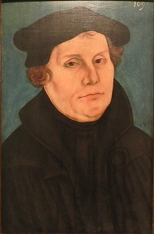 Martin Luther, bust-length, facing right, 1528, Lucas Cranach l'Ancien