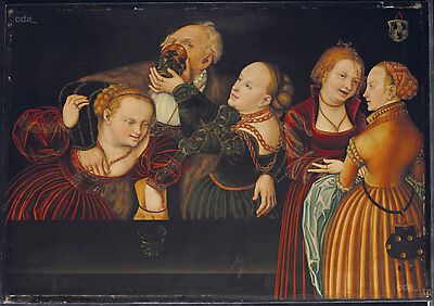 Old Man with young Courtesans, 1530, Lucas Cranach l'Ancien